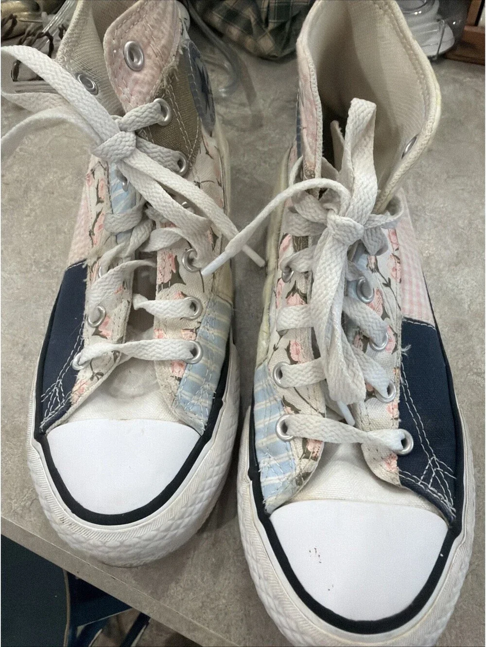 Converse Chuck Taylor All Star Kid High Top Floral Patchwork Canvas Lace Up Sz 3